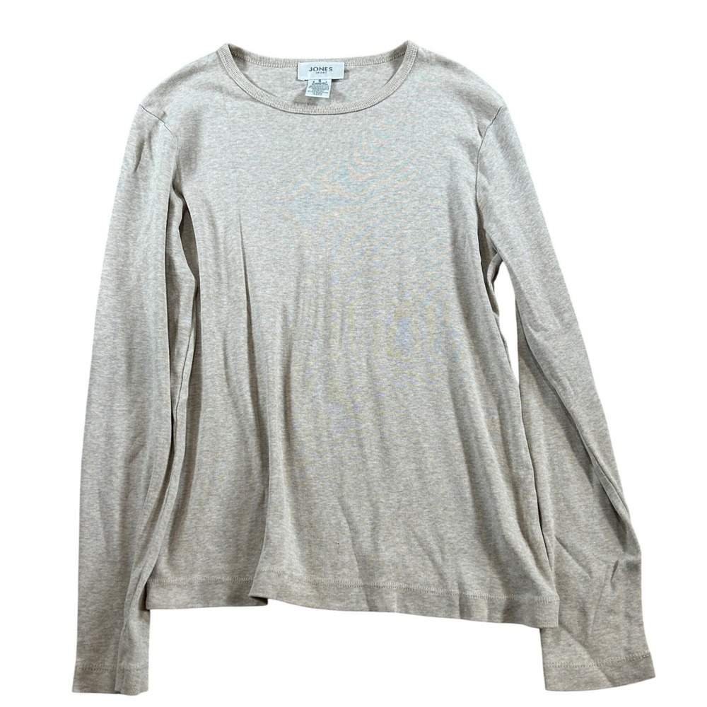 Jones Sport Beige Long Sleeve Crew Neck T Shirt Top Casual Cotton Blend Womens S